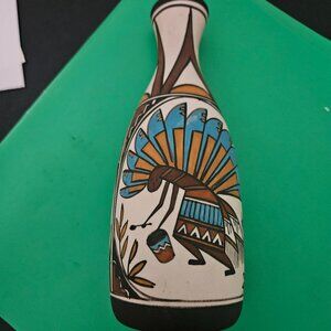 native American kokopelli vase pottery signed merlin